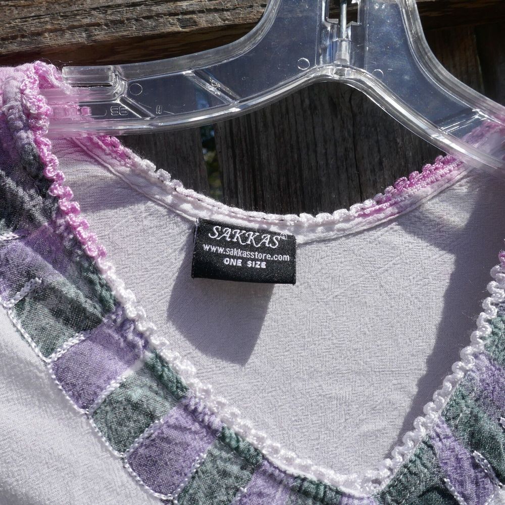 Sakkas Tunic Top One Size Boho Short Sleeve Palm Trees Crochet Trim Pink Blush - Picture 4 of 9